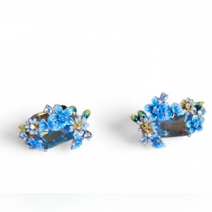 Floral Blue and Yellow Earrings